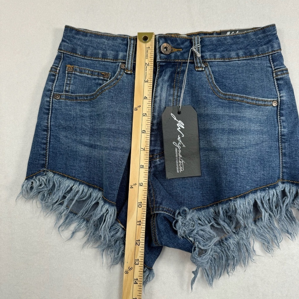 JW Signature Jean Shorts Womens Size Medium Dark Wash High Rise Frayed Hem NWT - Picture 9 of 10